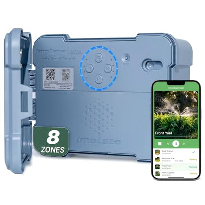 ImoLaza Outdoor Sprinkler Controller, 8-Zone Ultra WiFi Sprinkler Timer - color: Blue-8 Zone