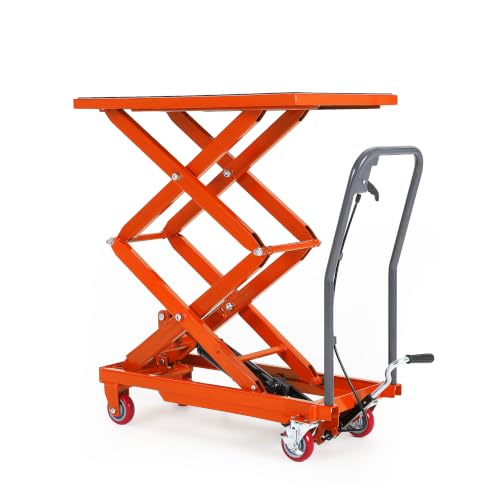 Hydraulic Lift Table Cart, 330lbs Capacity 50" Lifting Height, Orange - color: Orange