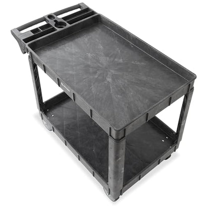 Dryser Utility Cart with Wheels, 46" x 25" Heavy Duty 550 lb. Capacity with Shelves - 2 Tier Rolling Cart with Two 5" Swivel Casters for Warehouse, Garage, Cleaning - size: 2 Shelves 2 Swivel 46x25