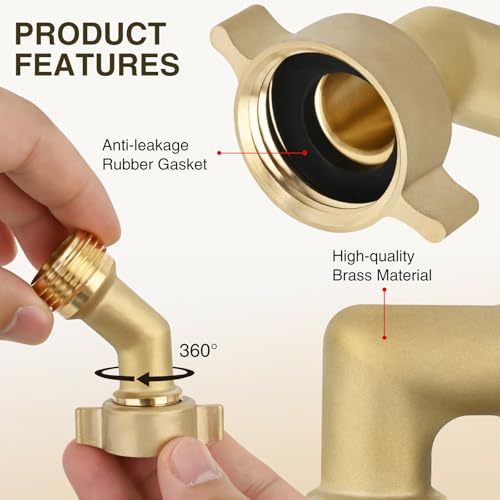 Nilight 45 Degree RV Hose Elbow, 3/4" Brass Water Connector Fitting - size: 45 Degree Hose Elbow