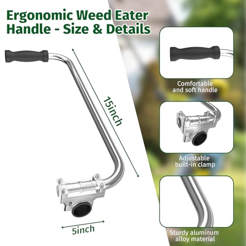 Upgraded Ergonomic Weed Eater Handle, String Trimmer Grip with Adjustable Shoulder Harness & Bracket Clamp, Universal Back Saver Handle Extension Trimmer Handle for Lawn Care, Yard Trimming