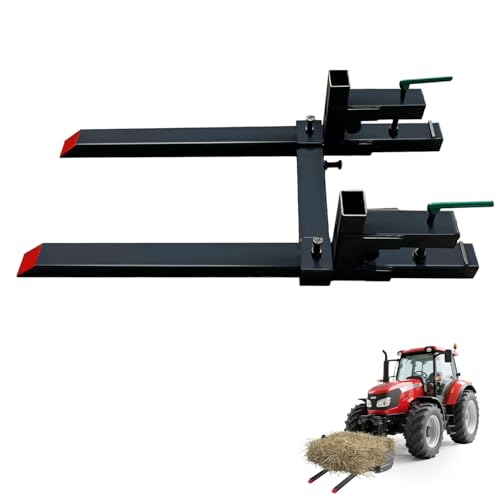 60" 2000LBS Clamp-On Pallet Forks for Tractor Bucket Quick Attach Adjustable Stabilizer Bar with Connecting Rod - size: 60 Inch