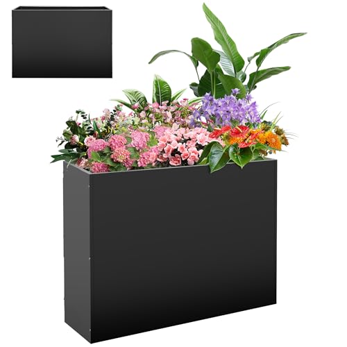 Montex Large Metal Rectangular Outdoor Planter Box, 37" L x 13" W x 26" H - size: 37''L x 13''W x 26''H