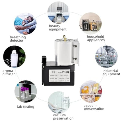 Vacuum Pump 12L Mini Diaphragm Air Compressor 24V Micro Air Pump -72KPA Vacuum Degree Mini Brush Piston Pressure Pump (VN-C2) - color: Vn-c2, size: 24V