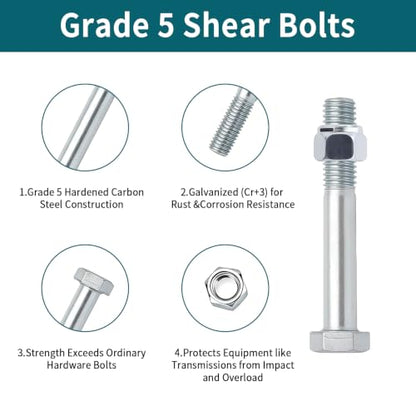 Grade 5 Shear Bolts Compatible with Rotary Cutters & Bush Hog 12 Pcs