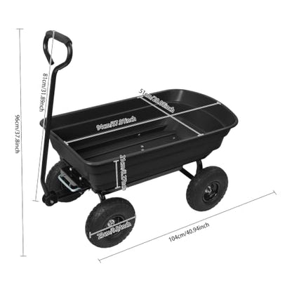 Heavy Duty Garden Cart with 90° Rotating Handle, 551lbs Capacity (Black) - color: Black