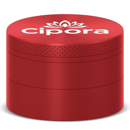 2.5" Manual 3-Piece Zinc Grinder with Large Bottom Chamber (Red) - color: Red
