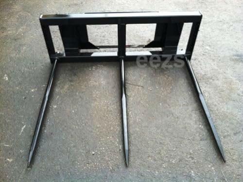 Skid Steer Attachment, 3 x 39" Hay Bale Spear, Rated 3000 LB, Quick Attach - size: 3 x 39"