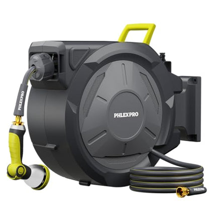 110 FT 1/2" Retractable Garden Hose Reel, Wall Mount - color: Green, size: 110FT-1/2"