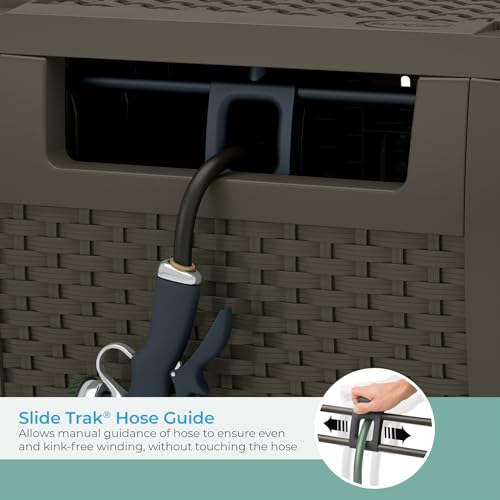 Suncast 175 ft. Wicker Style Resin Hose Hideaway with Hose Guide, Java, Made in the USA - size: 1 Pack