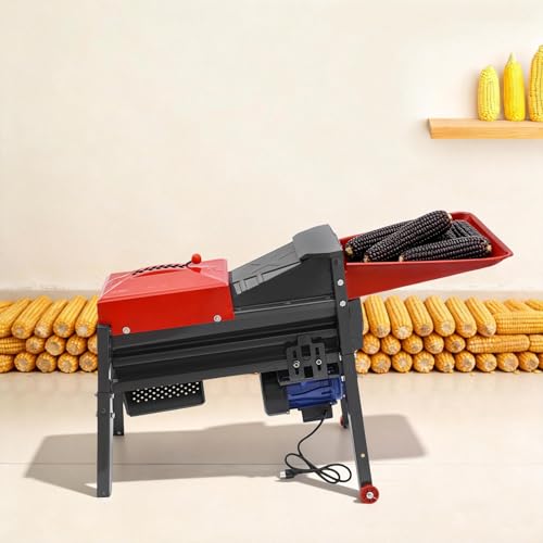 Electric Corn Threshing Machine, 110V Heavy Duty Automatic Corn Threshing Machine with Large Hopper & Portable Wheel Design, 2800r/Min