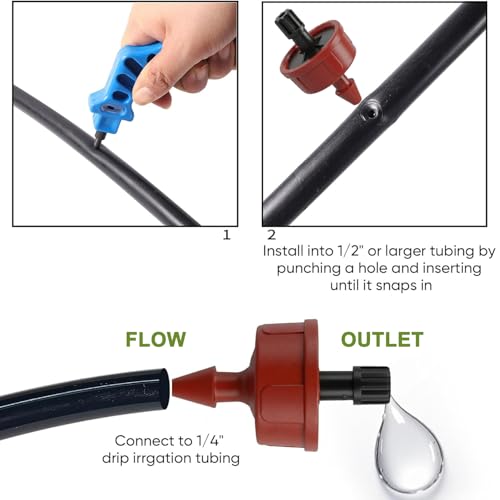 1 GPH Pressure Compensating Drippers: 20 Pcs Drip Irrigation Spot Constant Flow Emitters Parts for Drip Watering System (1 GPH)