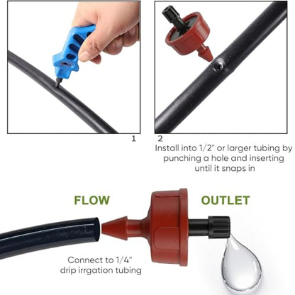 1 GPH Pressure Compensating Drippers: 20 Pcs Drip Irrigation Spot Constant Flow Emitters Parts for Drip Watering System (1 GPH)