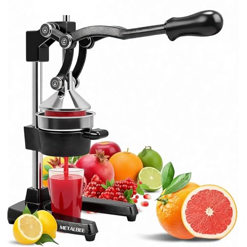 Cast Iron Juicer, Cast Iron Juicer Hand Press Heavy Duty for Squeeze Fresher Juice from Oranges, Lemons, Pomegranates, Effortless, Stable, Easy Clean for Home, Bar, Commercial Use - color: black