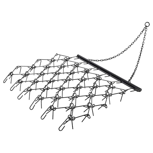 5FTX4.5FT Heavy-Duty Steel Drag Harrow,Field Leveling Chain Rake,Compatible with ATV UTV Compact Utility Tractors,Black Coated Durable Construction