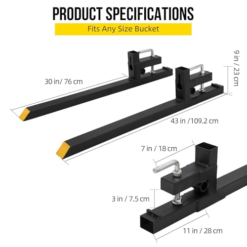Heavy-Duty 43 in 2500 lb Clamp-On Pallet Forks