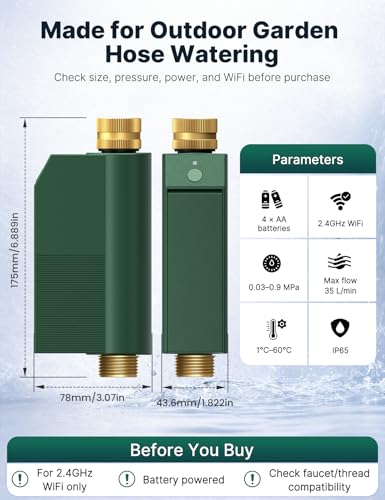 MOES WiFi Water Timer for Garden Hose with Flow Meter,No Hub Required