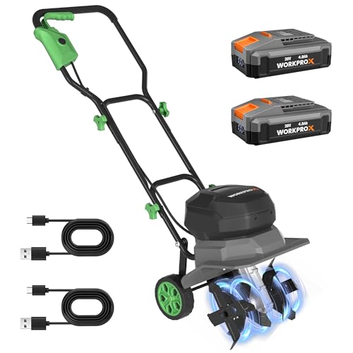 WORKPROX 40V Cordless Garden Tiller, 12" Wide & 8" Deep Tilling - size: 40V / 12-Inch