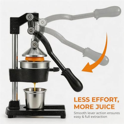Jusfoouo Cast Iron Citrus Juicer with Stainless Steel Cup, Black - color: Black