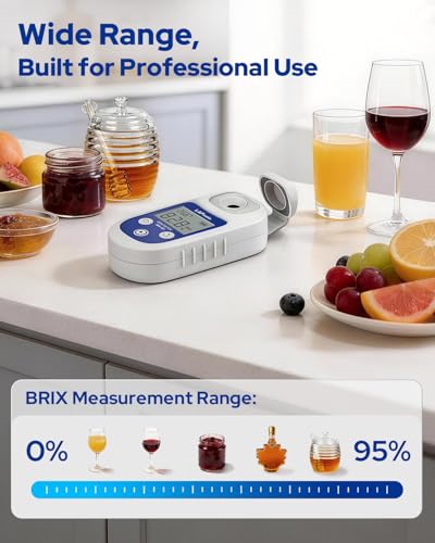Brix Refractometer 0-95% ±0.2%, Digital Refractometer with ATC, IP65 Brix Meter for Honey,Juice, Wine & Home Brewing,BM-101 - size: 0-95% Brix
