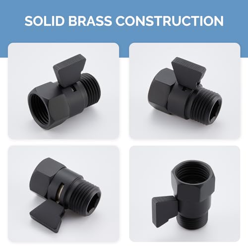 Angle Simple Shower Valve, Water Flow Control Shut Off Valve, Matte Black - color: Matte Black