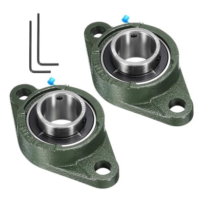 uxcell 2pcs UCFL209-28 Pillow Block Bearings 1-3/4 inch Bore Self Alignment, Solid Cast Iron Base Mounted Chrome Steel Bearings - size: UCFL209-28