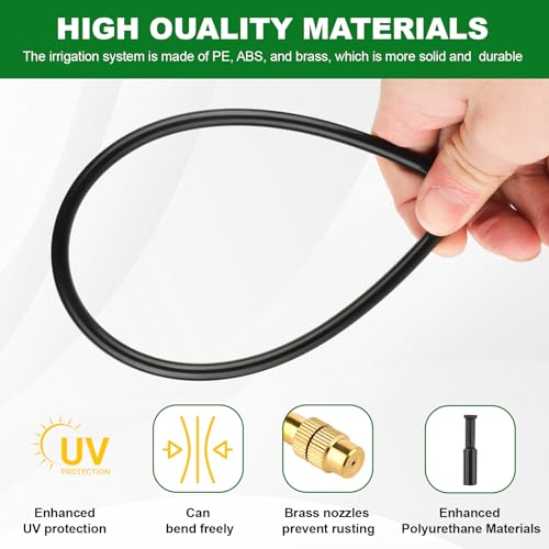 50FT Drip Irrigation System, 1/4" Garden Watering Misting System for Plant - size: 50FT