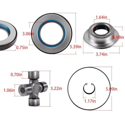Front Axle Vaccum Knuckle Seal & Hub O-Ring & Dust Seals Kit With Driveshaft U-Joint Fit For Ford F250 F350 Super Duty With Dana Super 60 (2005 to 2019) - size: Driveshaft U-Joint & Front Axle Bearing Kit