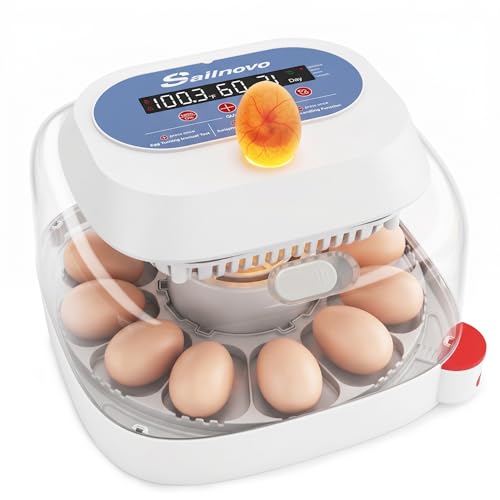Sailnovo 12 Eggs Incubator, 4 Modes, Temp Control & Humidity Display, Blue - color: Blue, size: 12 Eggs