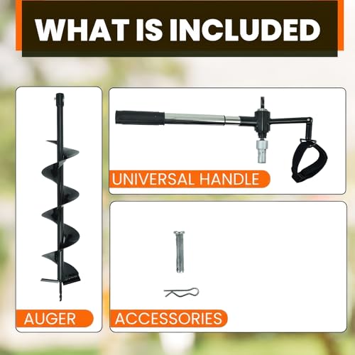 Earth Auger - 6" Wide x 32" Deep - Electric Post Hole Digger - Handles - Hole Digger for Fence Posts - style: 6" X 32"
