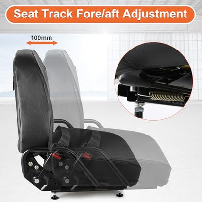 Universal Forklift Seat, Go-kart Seat, Curved Back, Retractable Safety Belt