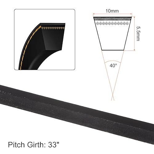 HARFINGTON 2Pcs M-33 Rubber V Belt 33" Lp 10mm W 5.5mm H, JIS Standard - size: 33"