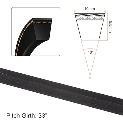 HARFINGTON 2Pcs M-33 Rubber V Belt 33" Lp 10mm W 5.5mm H, JIS Standard - size: 33"