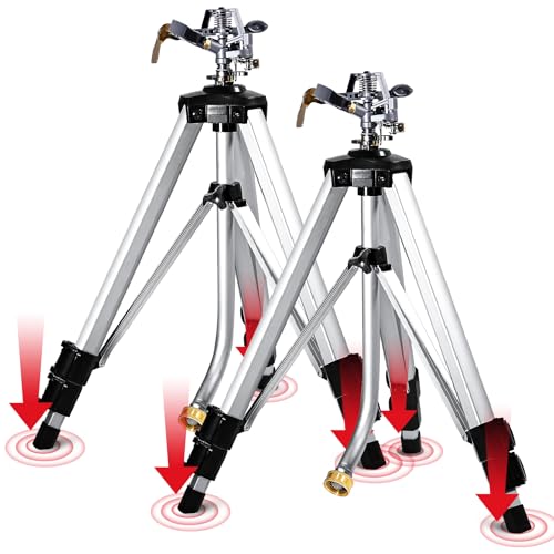 YAMATIC 18-36in Heavy Duty Impact Sprinkler with 360° Large Area, 2PCS - color: Zinc Sprinkler, size: 2 Pack