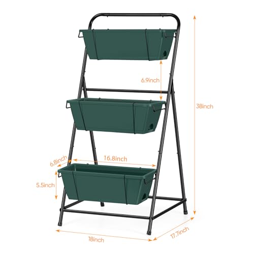 Vertical Raised Garden Bed 3 Tier Garden Planter Standing Planter Box Herb Garden Planter Outdoor and Indoor for Vegetables Flowers Green - color: Green
