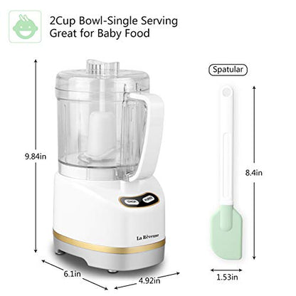 La Reveuse 2 Cup Mini Food Processor, Electric Chopper Small, White - color: White