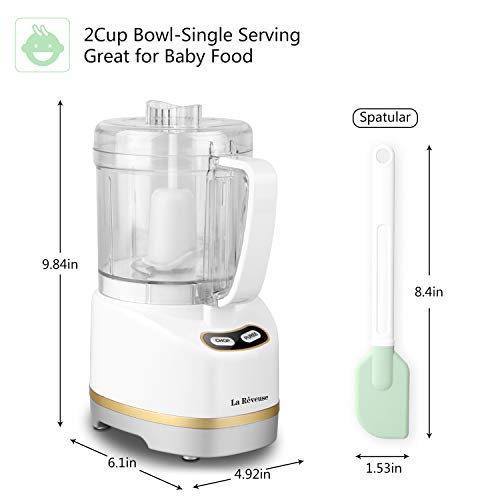 La Reveuse 2 Cup Mini Food Processor, Electric Chopper Small, White - color: White