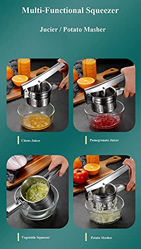 Stainless Steel Vegetable Squeezer, Upgrade Red Silicone Handle Metal Vegetable Water Squeezer for Squeezing Veggie Liquid