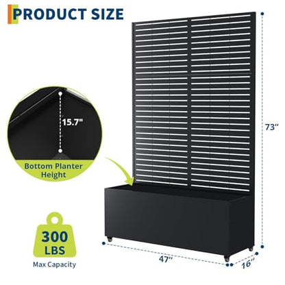 GarveeLife Metal Planter Box with Trellis and Wheels 71"x47"x16" - color: Strips, size: with wheels