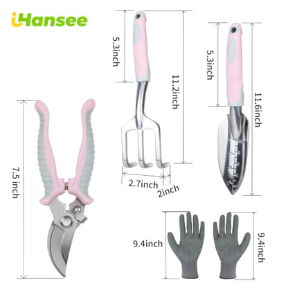 Pink Garden Tool Sets 4-Piece, Aluminum Gardening Hand Tool Kit - color: pink-4pcs