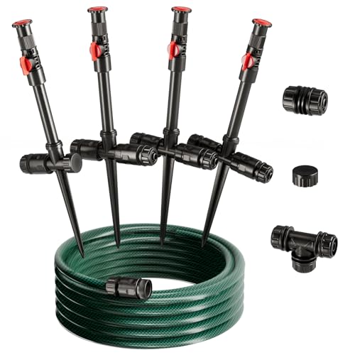 Flexible Sprinkler System, Above Ground DIY Irrigation Kit - color: 4Pack+50Ft