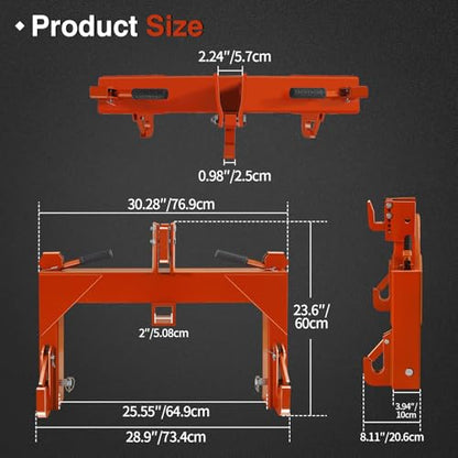 3-Point Quick Hitch with 2" Receiver, Orange - color: Orange