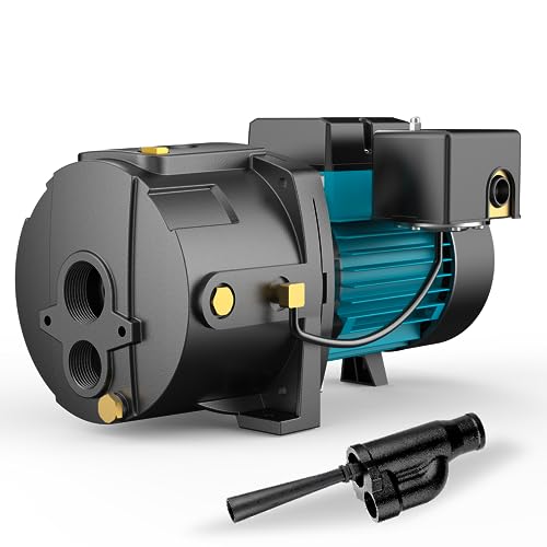 1HP Shallow/Deep Well Jet Pump with Ejector Kit, 115V/230V Durable Cast Iron Pump, Well Depth up to 50 ft, Automatic Pressure Switch, for Farm, Lawn, Garden - size: 1HP Deep Well Pump