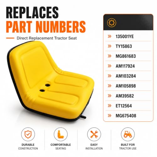 NLQR Lawn Mower Garden Tractor Seat Replacement Compatible with John Deere STX30 STX38 318 322 330 332 400 420 430 and Other Related Models Riding Mower Skid Steers 135001YE