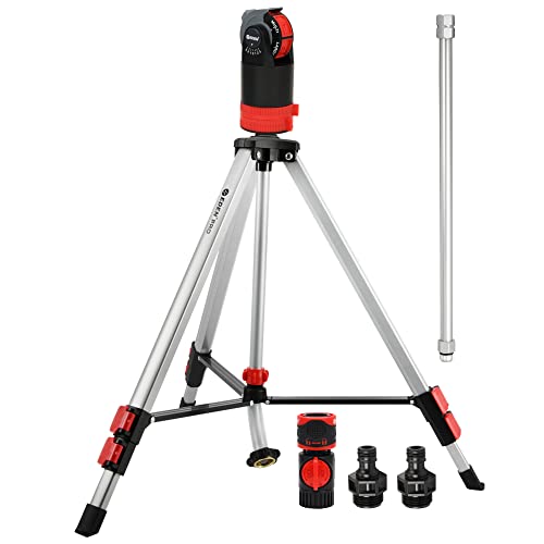 Eden 94152 PRO Heavy Weight Telescoping Tripod (5.37 lbs) Multi-Pattern Turbo Gear Drive Sprinkler, w/Quick Connect Starter Kit, 360 Degree Coverage