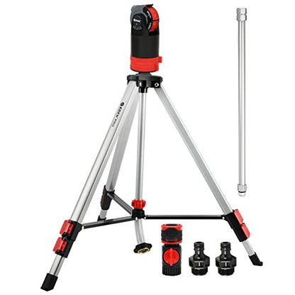 Eden 94152 PRO Heavy Weight Telescoping Tripod (5.37 lbs) Multi-Pattern Turbo Gear Drive Sprinkler, w/Quick Connect Starter Kit, 360 Degree Coverage