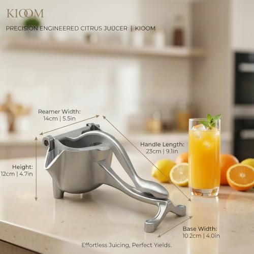 Manual Juicer Hand Press – Handheld Fruit Juicer Squeezer for Orange, Lemon, Lime & Citrus – Heavy Duty Metal Juice Squeezer with Non-Slip Base
