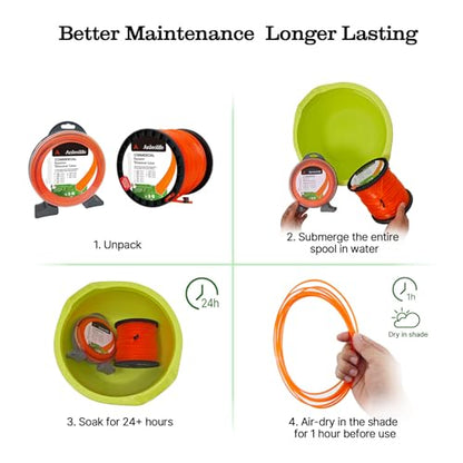 Anleolife .065" Square Weed Wacker String, Electric Trimmers, 370ft 1 lb - color: Commercial, size: 1lb .065"