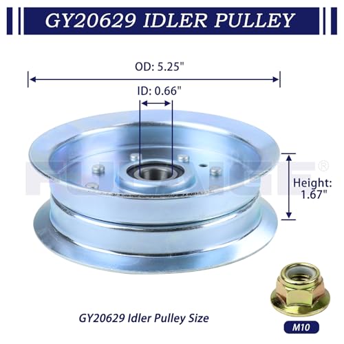 GY22172 Idler Pulley with GY20629 Idler Pulley for John Deere D140 - color: JD6 1xGY20629+1xGY22172