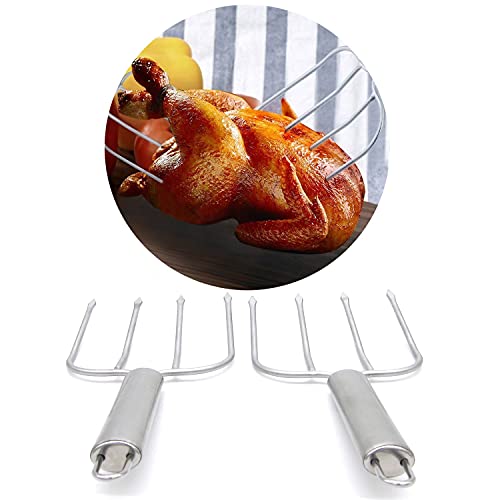 KAYCROWN Stainless Steel Turkey & Roast Lifters, Set of 2 - Turkey and Poultry Lifters Roaster Poultry Forks Great for Thanksgiving, Transfer Turkey or Ham Easily - size: Stainless Steel